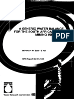 A Generic Water Balance For The South African Coal Mining Industry