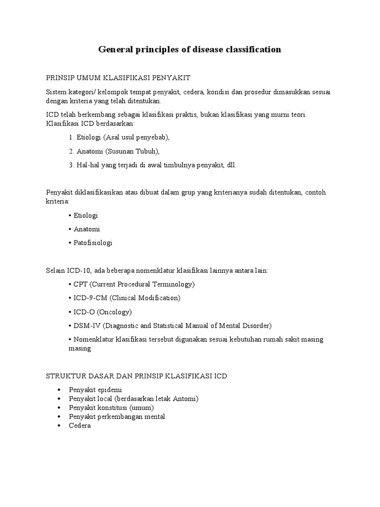 General Principles of Disease Classification | PDF