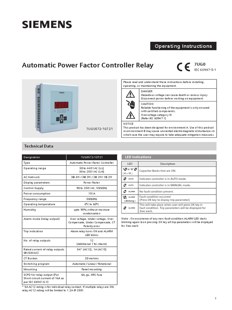 Operating Instruction 7ug0 Apfc Led | PDF | Relay | Metrology