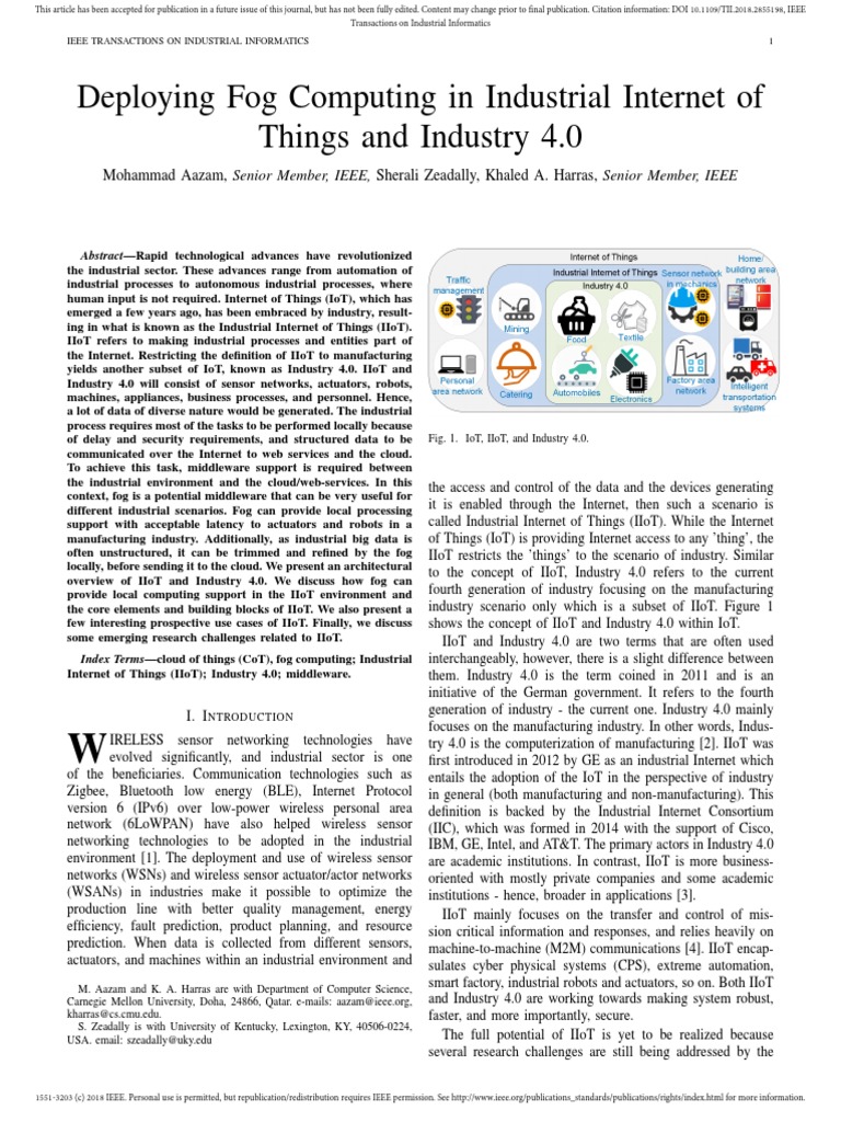 Fog Computing in IIoT and Industry 4.0 | PDF | Internet Of Things ...