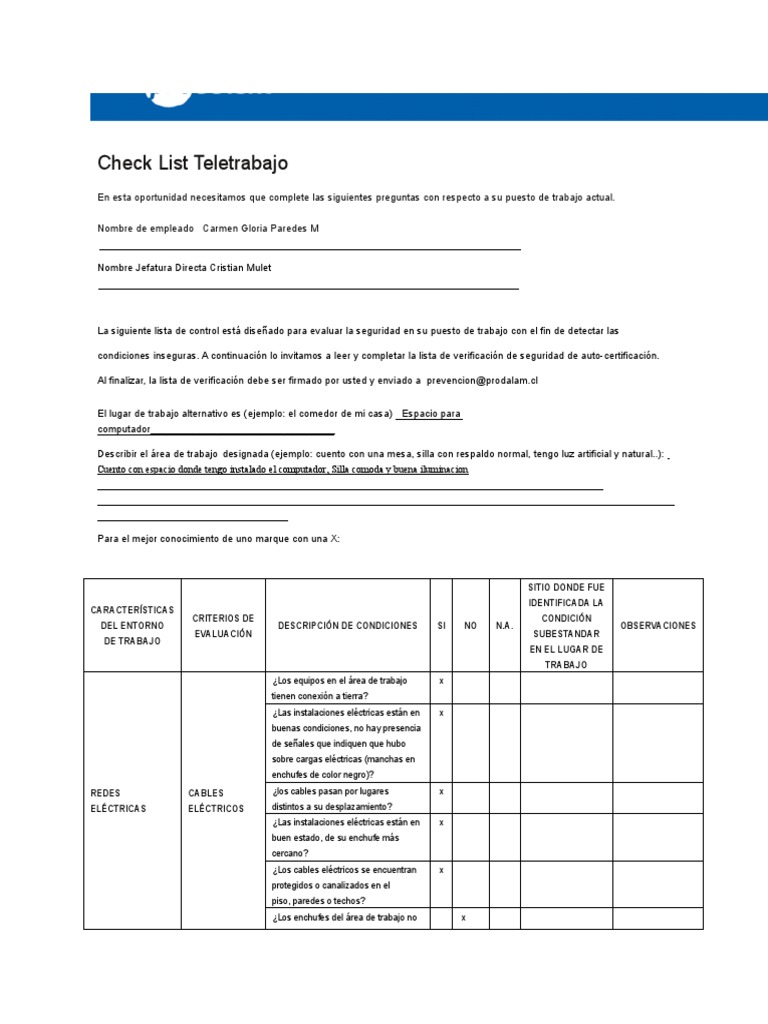 Check List Teletrabajo | PDF | Diseño | Electrónica
