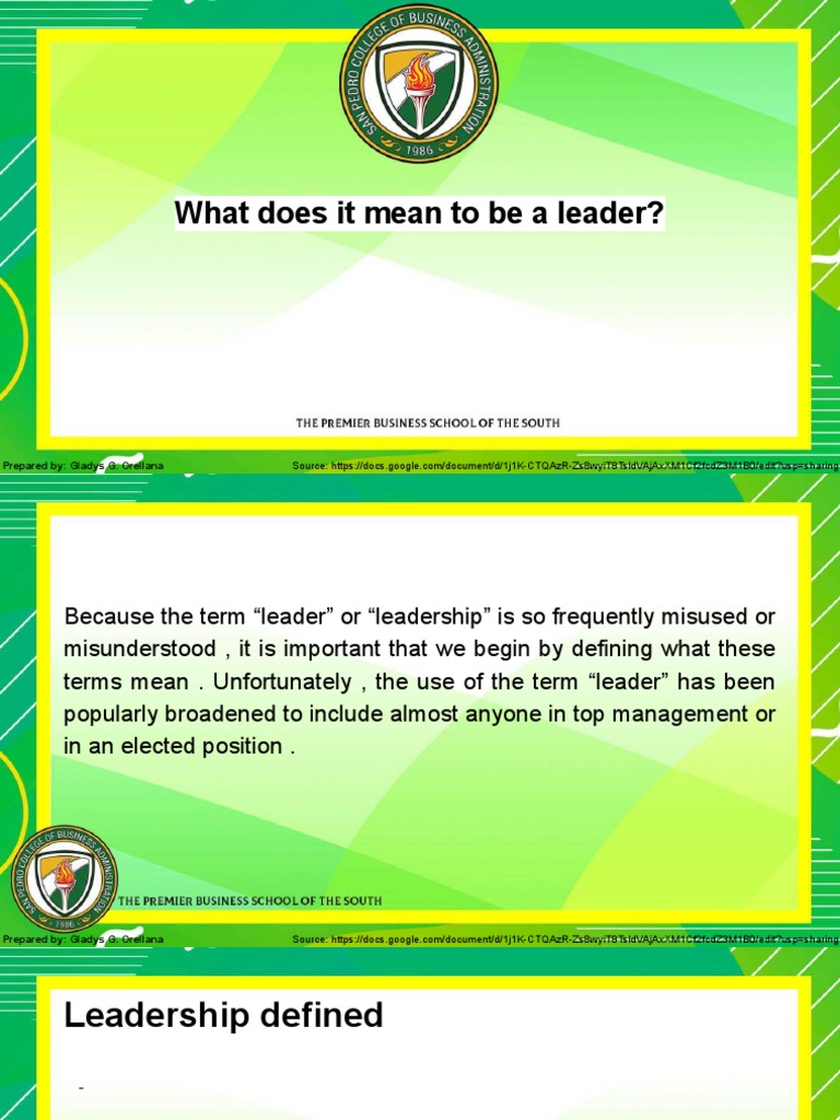Chapter 2. What Does It Mean To Be A Leader | PDF | Leadership | Goal
