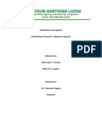 Distribution Management (Distribution Channel of A Business Company)