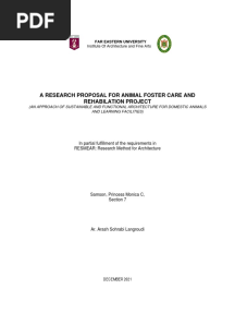 A Research Proposal For Animal Foster Care and Rehabilation Project