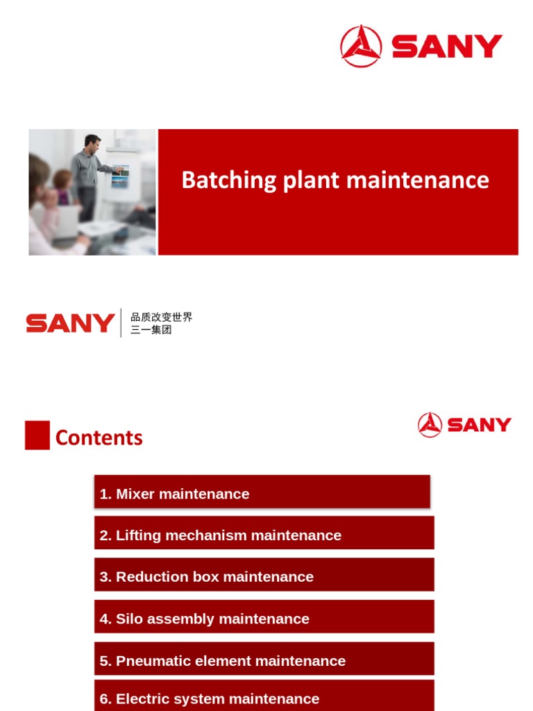 Mixing Plant Maintenance Operation Manual | PDF | Valve | Bearing ...