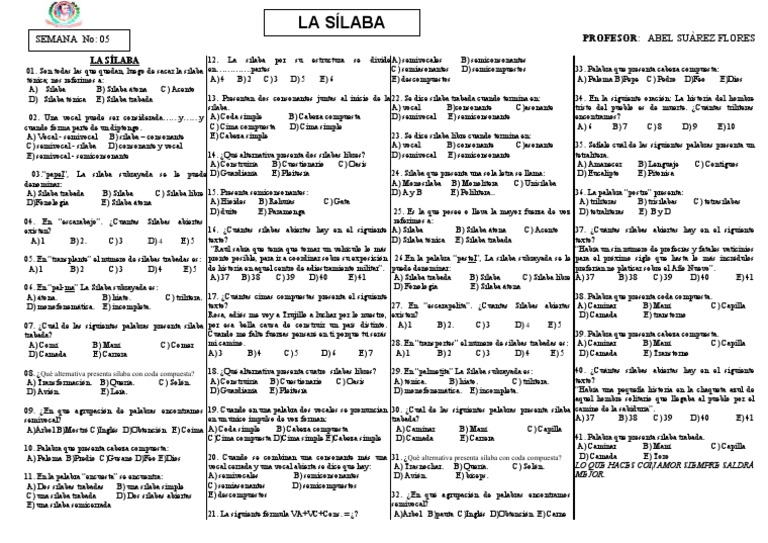 Análisis de sílabas y acentos en español | PDF | Sílaba | Vocal