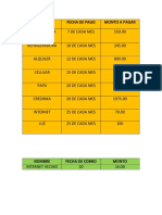 Nombre Fecha de Pago Monto A Pagar