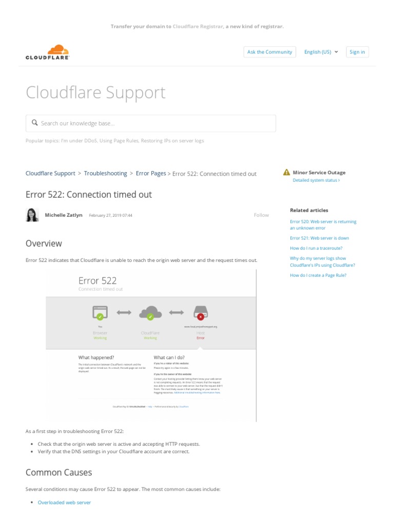 Error 522 - Connection Timed Out - Cloudflare Support | PDF ...