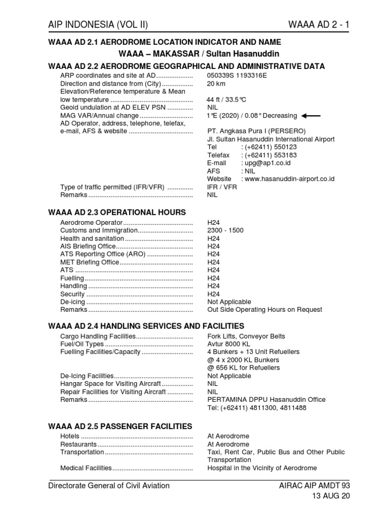 WAAA AD 2.1 To AD 2.24 AIRAC AIP AMDT 110 04 NOV 21 | PDF | Runway ...