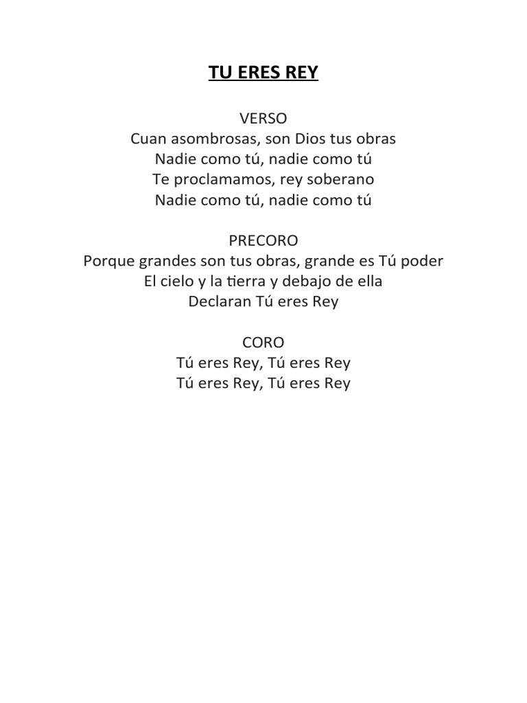 Tú Eres Rey: Letra y Acordes | PDF