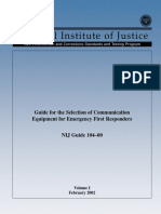 National Institute of Justice: Guide For The Selection of Communication Equipment For Emergency First Responders