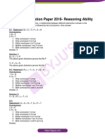 IBPS Clerk Question Paper 2016 Reasoning Ability