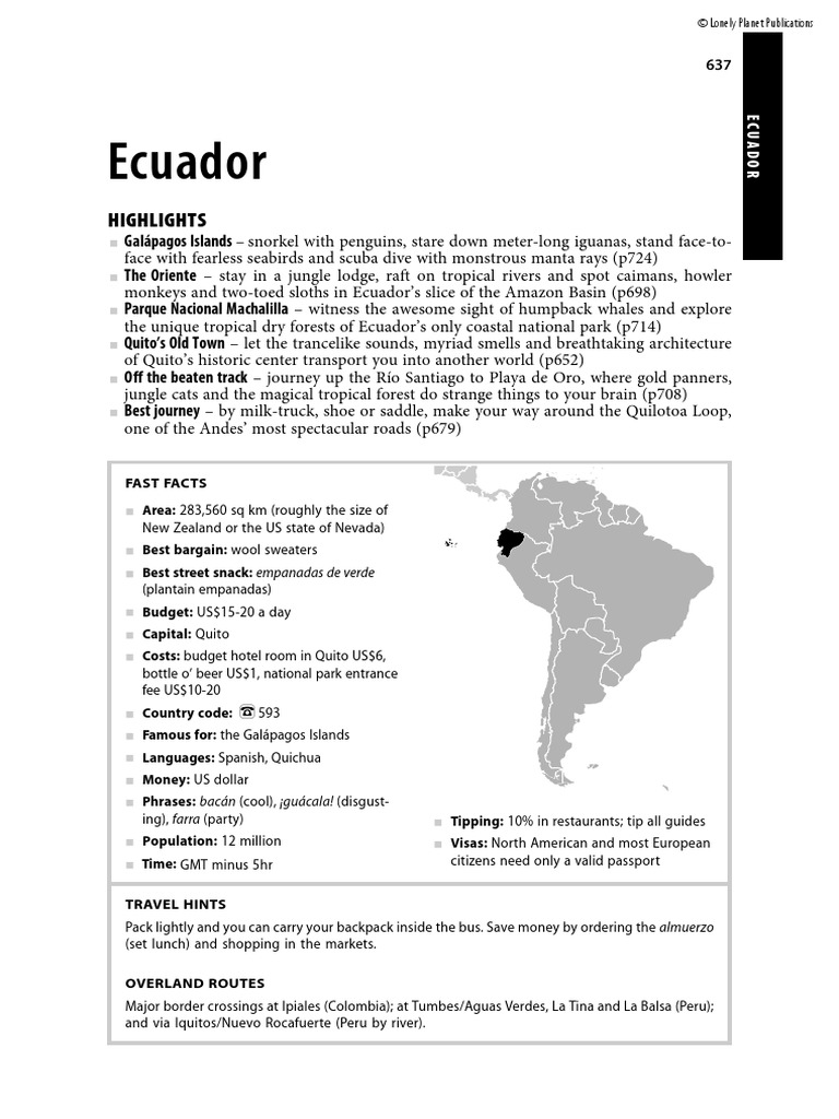 Lonely Planet 2007 - Ecuador | PDF | Ecuador | Inca Empire