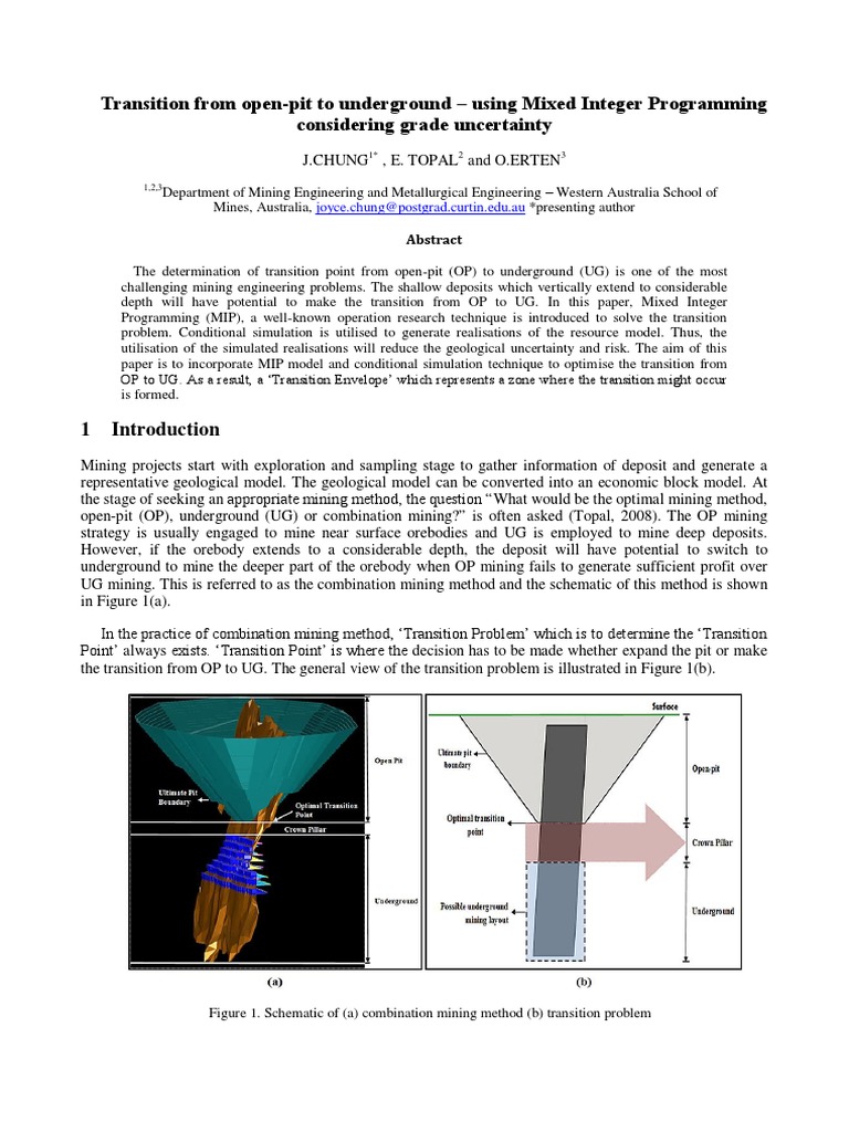 Transition From Open-Pit To Underground - Using Mixed Integer ...