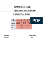 Practice Test Datesheet Saturdays 22