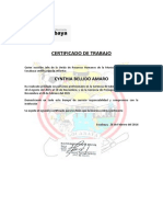 Certificado de Trabajo: Cynthia Bellido Amaro