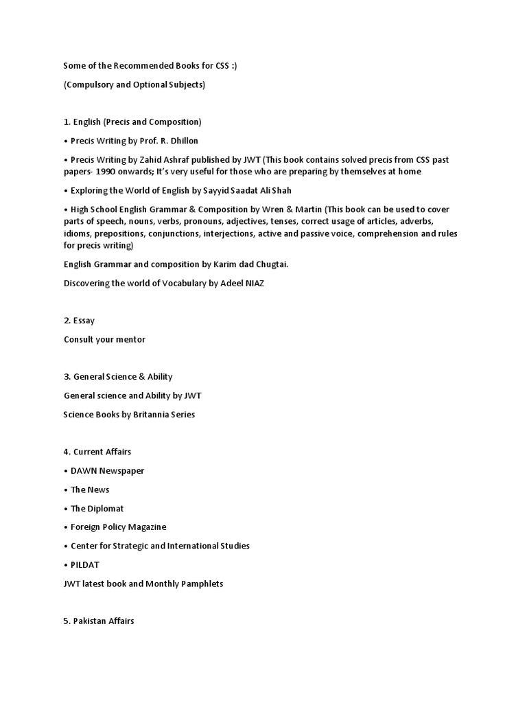 Css Recommended Books | PDF | English Grammar | English Language