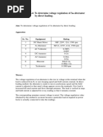 Experiment No.4: To Determine Voltage Regulation of 3 Alternator by Direct Loading