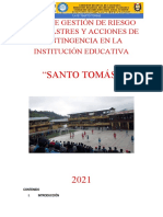 Plan de Gestion de Riesgos y Desastres Ie Santo Tomas 2021