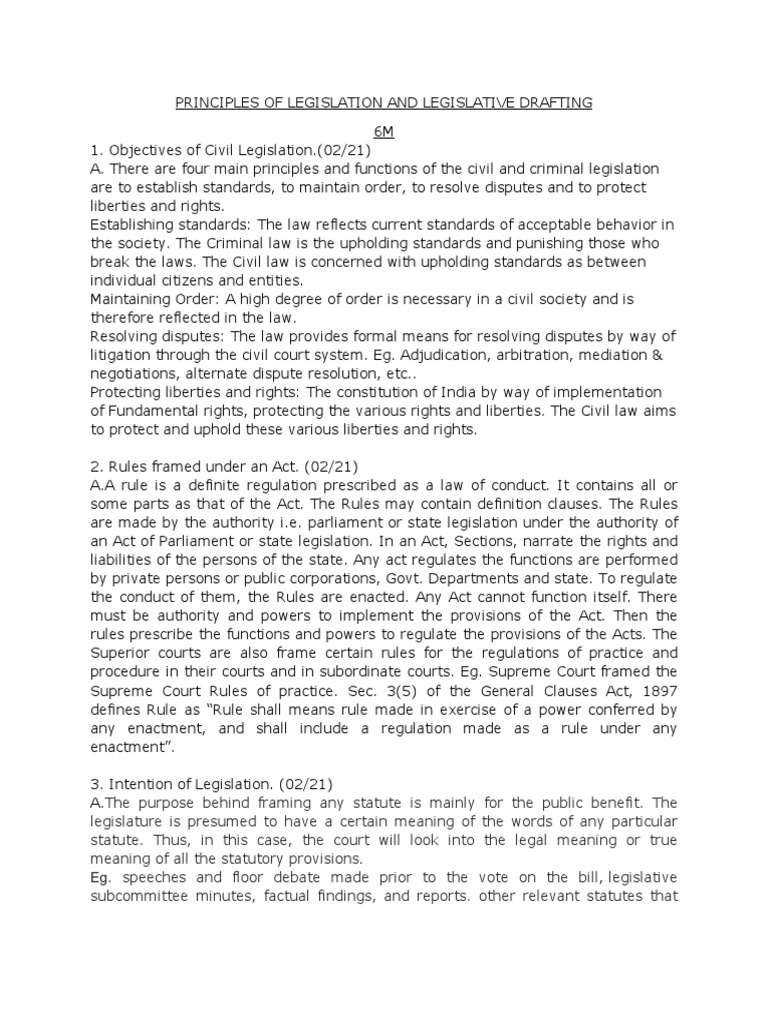 Principles of Legislation and Legislative Drafting PDF Bill (Law