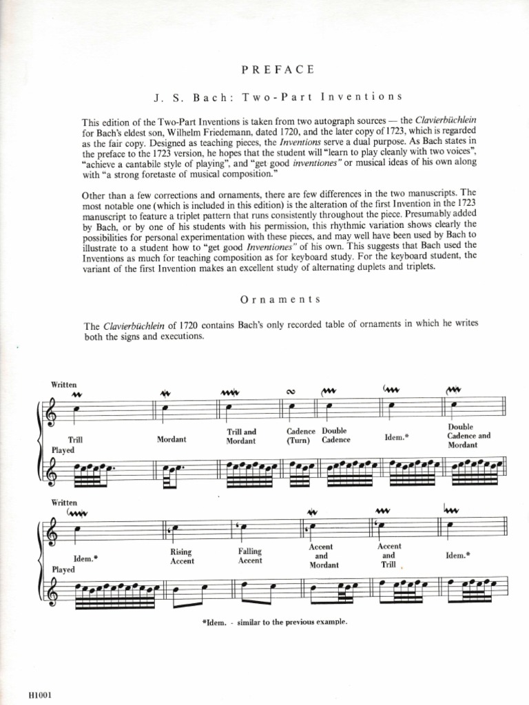 Ornaments Preface J. S. Bach TwoPart Inventions N PDF Johann