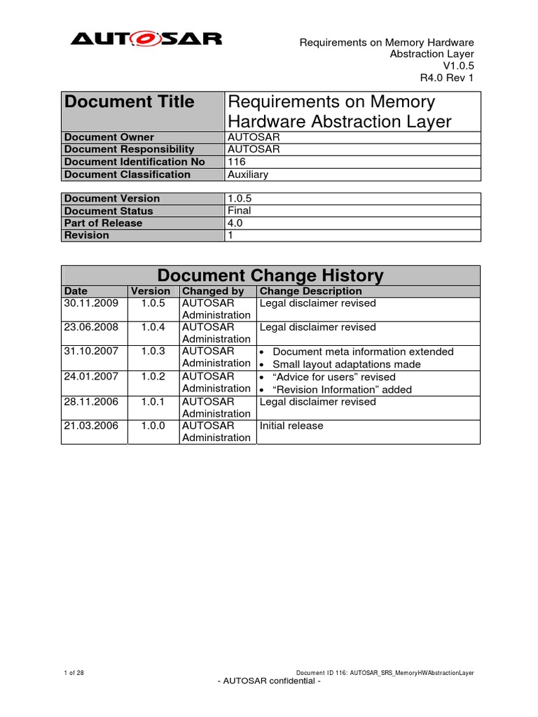 Document Title: Requirements On Memory Hardware Abstraction Layer | PDF ...