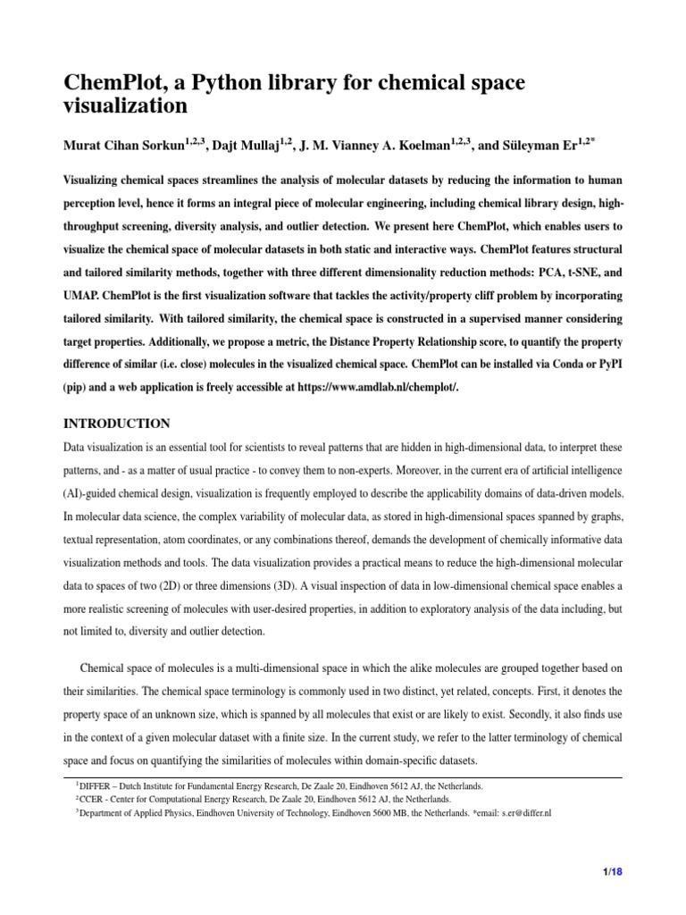 Chem Plot A Python Library For Chemical Space Visualization | PDF ...