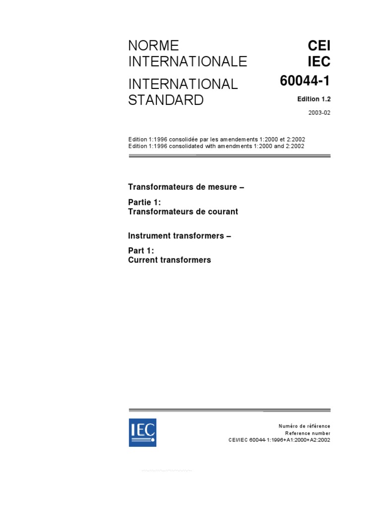 IEC 60044-1 Current Transformer | PDF | Métrologie | Électricité
