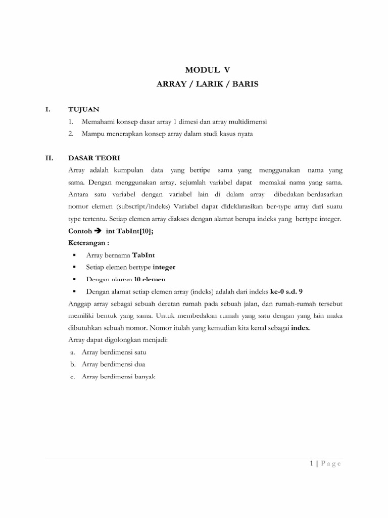 Modul 05 Array | PDF