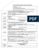 Cronograma para Elaboración Del Proyecto de Grado