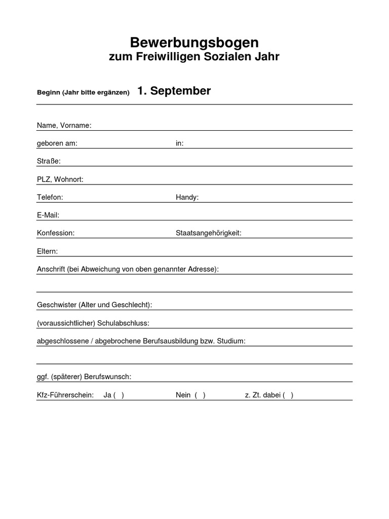 FSJ Bewerbungsbogen | PDF