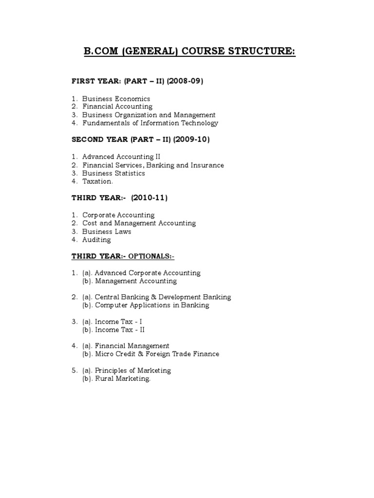 B.Com Course Structure Overview | PDF