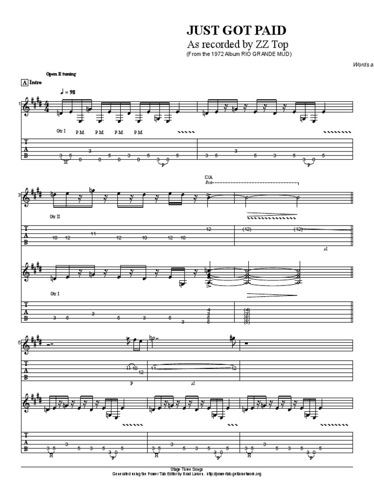 Zz Top Just Got Paid Pdf