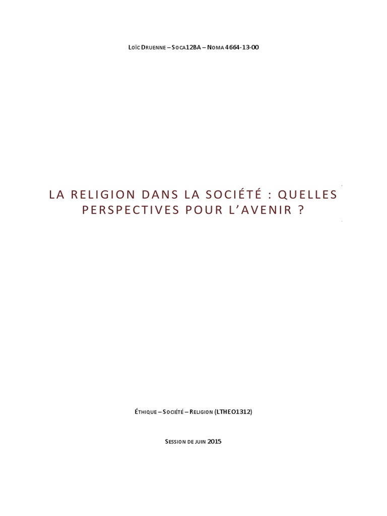 Perspectives futures de la religion sociale | PDF | Dieu | Karl Marx