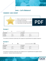 GCSE Chemistry Balancing Equations - Let's Balance! Student Task Sheet