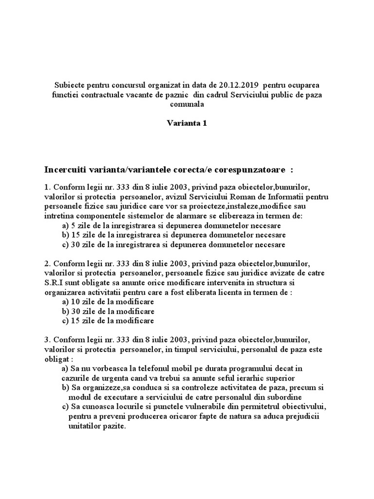 Varianta 1 Subiecte | PDF
