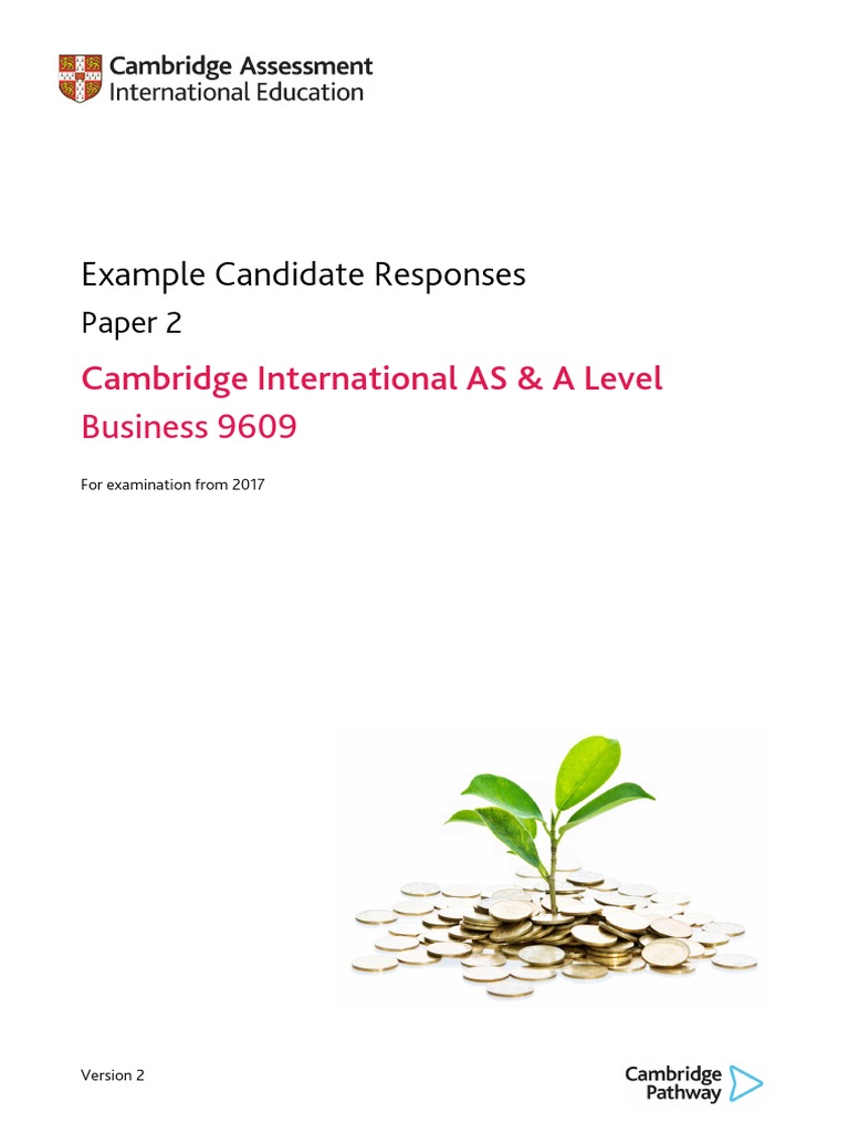9609 Business Paper 2 Example Candidate Responses PDF Test
