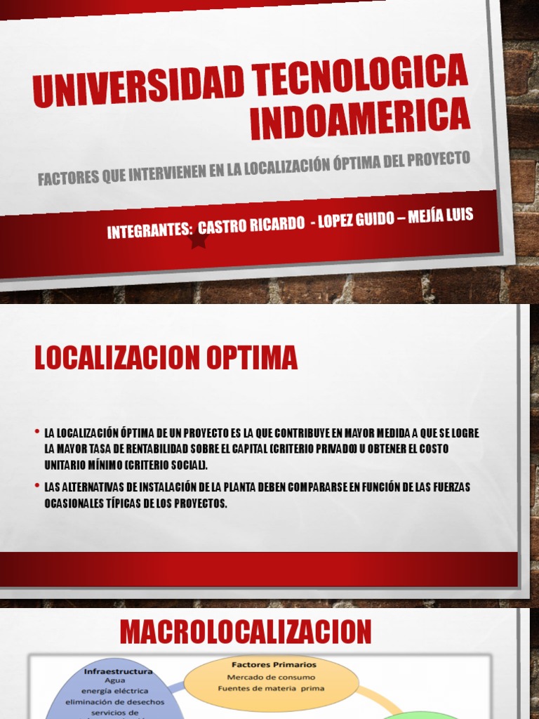 DIAPOSITIVAS Factores Que Intervienen en La Localización Óptima Del