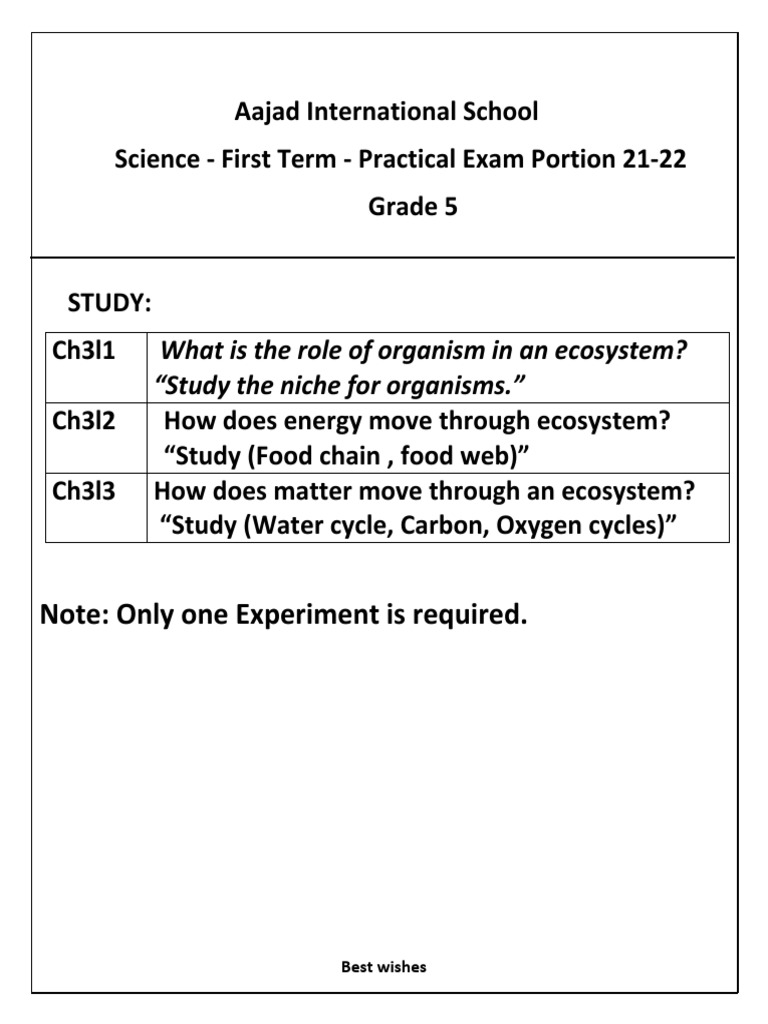 First Term Science Practical Exam Revision GR 5 | PDF