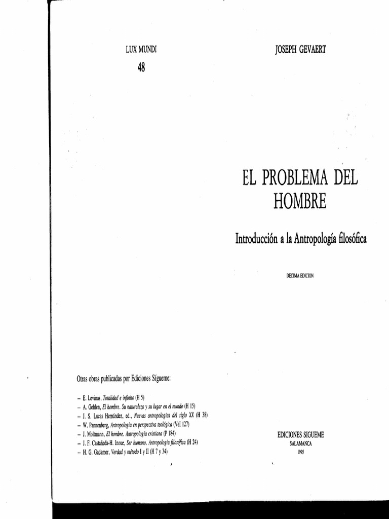 El Problema Del Hombre Joseph Gevaert | PDF