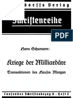 Schumann, Hans - Kriege Der Milliardaere - Transaktionen Des Hauses Morgan (1939, 103 S., Scan-Text, Fraktur)