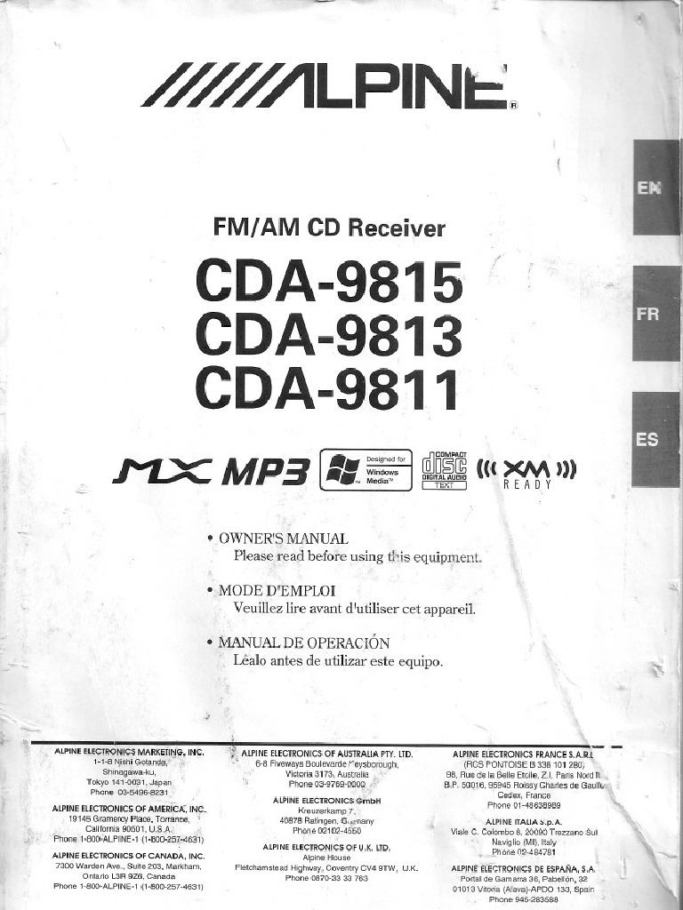 MANUAL ALPINE CDA-9811-9813-9815 (Manual en Espanol)