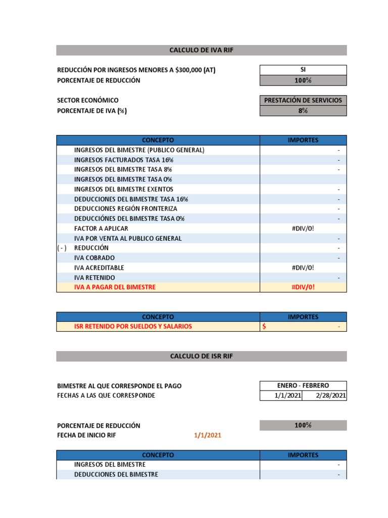 Cálculo de IVA e ISR en RIF | PDF | Impuesto sobre la renta | Impuesto ...