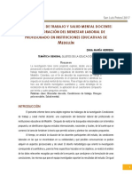 Condiciones de Trabajo y Salud Mental Docente: Una Exploración Del Bienestar Laboral de Profesorado en Instituciones Educativas de Medellín