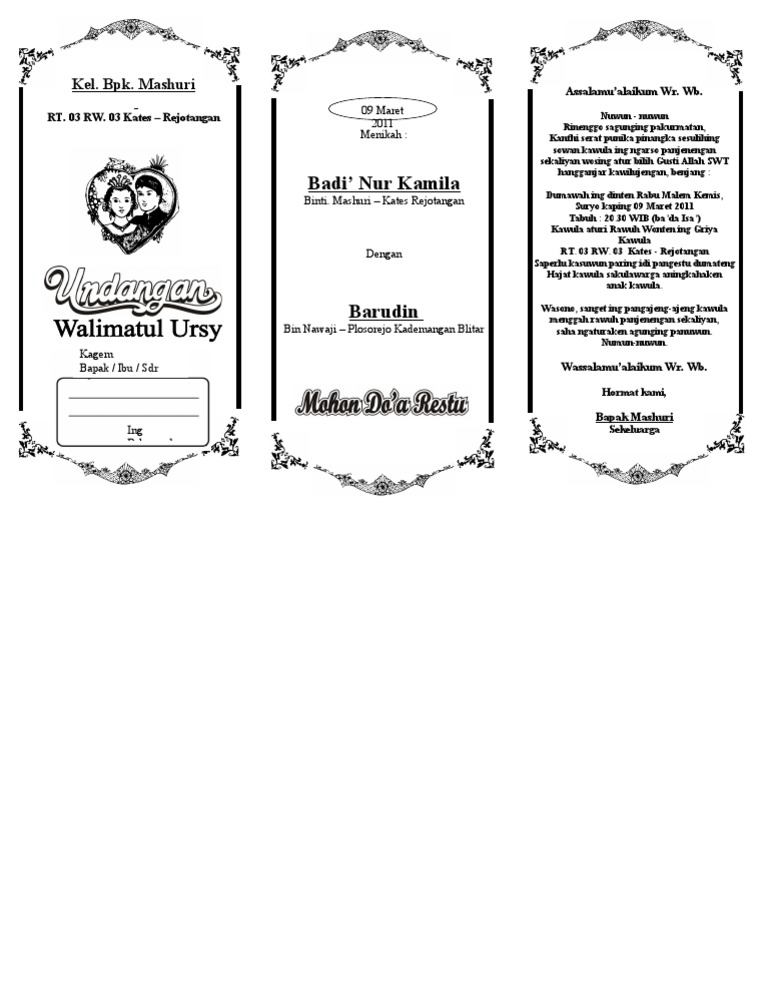 Undangan Nikah Bahasa Jawa