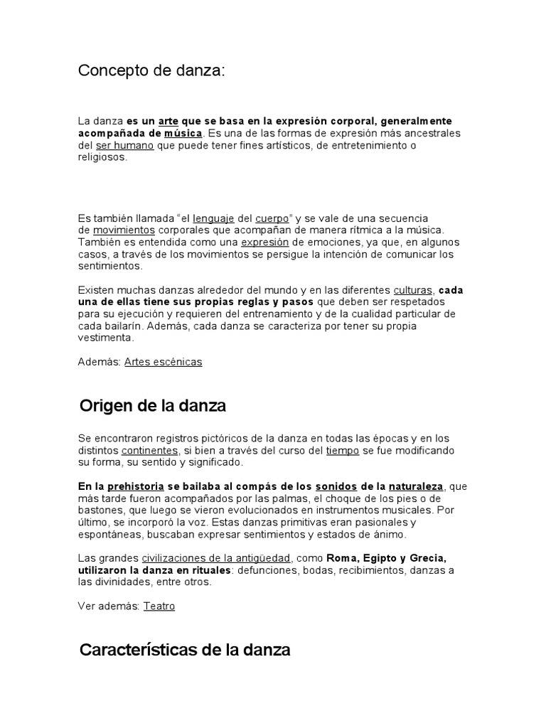 Definición y conceptos de danza | PDF | Bailes | Las artes