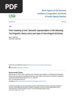 From Meaning To Text - Semantic Representation in The Meaning-Text