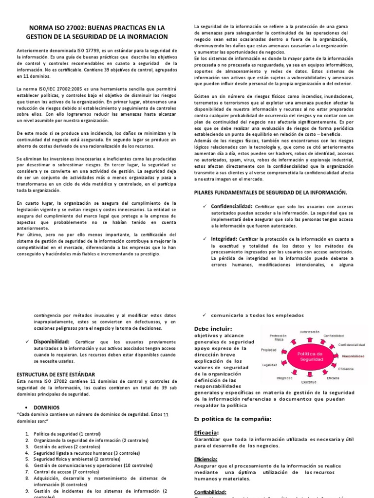 Buenas Prácticas ISO 27002 en Seguridad | PDF | La seguridad ...