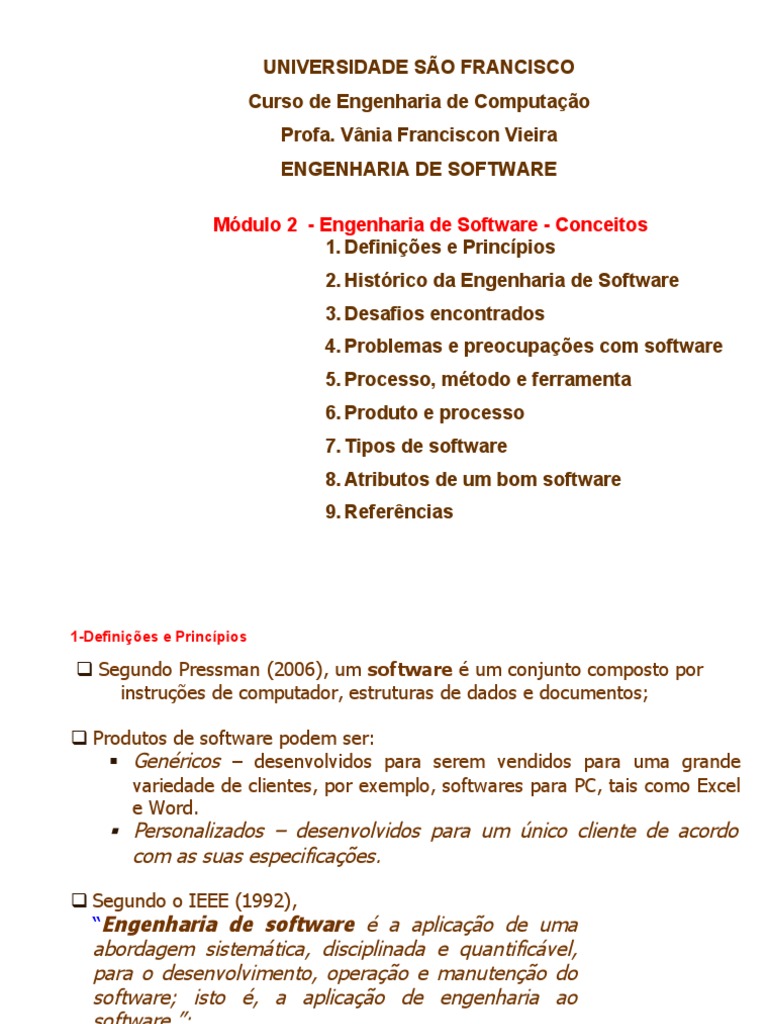 Módulo 2 - Engenharia Software Conceitos | PDF | Engenharia de Software ...