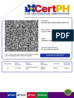 Covid-19 Vaccination Certificate: Bayani Baldueza Brillante JR